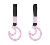 PATIKIL 2 Pcs Car Handle Ring, Moon Shaped Car Handle Strap Bumper Warning Ring Drift Charm Accessory for Bus Interior Exterior Decoration Bicycle Train, Pink Black Band