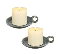 PATIKIL 2 Pcs Ceramic Candle Holders Plate, Blue Vintage Candle Plate Round Tray with Handle Incense Holder for Burning Dining Room Home Decor Party Wedding Birthday Anniversary