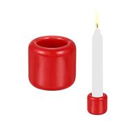 PATIKIL 2 Pcs Chime Candle Holder, 1.8cm ID Ceramic Mini Candle Holder for Meditation Spell Supplies Table Centerpieces Home Decoration, Red