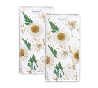 PATIKIL 2 Pcs CNA Badge Card Holder, Resin Flower Name Badge ID Card Holder Horizontal Name Identification Tag Accessories for Women Coworkers Work Gifts, White