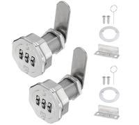 PATIKIL 2 PCS Combination Cabinet Cam Lock, 3-Digit Keyless Metal Locks with 1 Inch Cylinder for Cabinet Drawer Doors Deposit Box Filing Mailbox, Bright Chrome