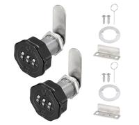 PATIKIL 2 PCS Combination Cabinet Cam Lock, 3-Digit Keyless Metal Locks with 1 Inch Cylinder for Cabinet Drawer Doors Deposit Box Filing Mailbox, Black