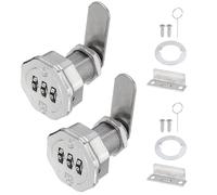 PATIKIL 2 PCS Combination Cabinet Cam Lock, 3-Digit Keyless Metal Locks with 13/16Inch Cylinder for Cabinet Drawer Doors Deposit Box Filing Mailbox, Bright Chrome
