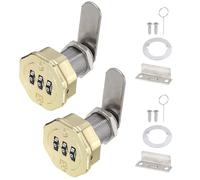 PATIKIL 2 PCS Combination Cabinet Cam Lock, 3-Digit Keyless Metal Locks with 13/16Inch Cylinder for Cabinet Drawer Doors Deposit Box Filing Mailbox, Gold