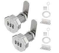 PATIKIL 2 PCS Combination Cabinet Cam Lock, 3-Digit Keyless Metal Locks with 3/16Inch Cylinder for Cabinet Drawer Doors Deposit Box Filing Mailbox, Bright Chrome