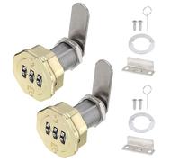 PATIKIL 2 PCS Combination Cabinet Cam Lock, 3-Digit Keyless Metal Locks with 3/16Inch Cylinder for Cabinet Drawer Doors Deposit Box Filing Mailbox, Gold