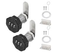 PATIKIL 2 PCS Combination Cabinet Cam Lock, 3-Digit Keyless Metal Locks with 3/16Inch Cylinder for Cabinet Drawer Doors Deposit Box Filing Mailbox, Black