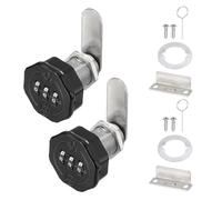 PATIKIL 2 PCS Combination Cabinet Cam Lock, 3-Digit Keyless Metal Locks with 5/8Inch Cylinder for Cabinet Drawer Doors Deposit Box Filing Mailbox, Black