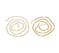 PATIKIL 2 Pcs Crystal Beaded Glasses Lanyard, Adjustable Eyeglasses Holder Strap Glasses Chains Around Neck for Women Girls Sunglasses, Champagne Gold/Amber