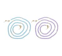 PATIKIL 2 Pcs Crystal Beaded Glasses Lanyard, Adjustable Eyeglasses Holder Strap Glasses Chains Around Neck for Women Girls Sunglasses, Light Blue/Light Purple