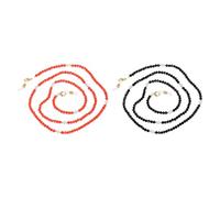 PATIKIL 2 Pcs Crystal Beaded Glasses Lanyard, Adjustable Eyeglasses Holder Strap Glasses Chains Around Neck for Women Girls Sunglasses, Black/Dark Red