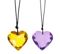 PATIKIL 2 Pcs Crystal Ceiling Fan Pull Chain Extender, 12 Inch Decorative Heart Crystal Pendants Ornament Light Chain for Light Lamp Ceiling Fan, Purple/Golden Yellow