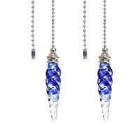 PATIKIL 2 Pcs Crystal Ceiling Fan Pull Chain Extender, 15 Inch Decorative Crystal Pendants Ornament Light Chain for Light Lamp Ceiling Fan, Blue