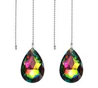 PATIKIL 2 Pcs Crystal Ceiling Fan Pull Chain Extender, 20 Inch Decorative Crystal Pendants Ornament Light Chain for Light Lamp Ceiling Fan, Bauhinia Flower