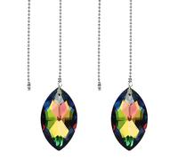 PATIKIL 2 Pcs Crystal Ceiling Fan Pull Chain Extender, 20 Inch Decorative Crystal Pendants Ornament Light Chain for Light Lamp Ceiling Fan, Horse-Eye Pattern