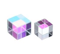 PATIKIL 2 Pcs Cube Prism, 15,20mm K9 Crystal Dispersion Prism Optical Glass X-Cube Mini Glass Figurine Demonstrating Beam Splitting for Physics Teaching Home Decor Photo Prop, AB Color