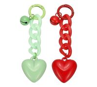 PATIKIL 2 Pcs Cute Heart Keychain for Women, Plastic Heart Purse Charm Bag Charm Accessories for Handbag Car Purse Backpack Wallet Pendant, Red/Green