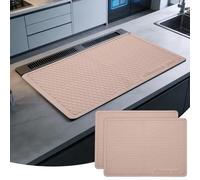 PATIKIL 2 Pcs Dish Drying Mat, 16 x 12 Inch Silicone Heat Resistant Drying Pad Stove Top Cover for Kitchen Counter Sink Stove Refrigerator Drawer Liner, Reddish Brown