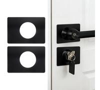 PATIKIL 2 Pcs Door Lock Repair Plate, Stainless Steel Door Knob Reinforcement Plate Handle Fixing Filler Repair Backplate for 2-3/16" Hole Dia for Front Entry Bedroom Home, Black