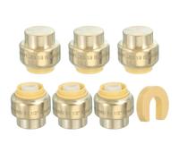 PATIKIL 2 Pcs End Cap Stop Valve 1/2" Compression Water Shut Off Valve with 1/2" Disconnect Clip for Faucet Toilet Pex Copper Cpvc Pipe Brass, Gold