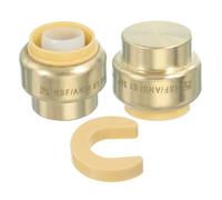PATIKIL 2 Pcs End Cap Stop Valve 3/4" Compression Water Shut Off Valve with 3/4" Disconnect Clip for Faucet Toilet Pex Copper Cpvc Pipe Brass, Gold