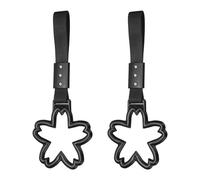 PATIKIL 2 Pcs Flower Shaped Car Handle Straps, Car Hanging Accessories Bumper Warning Ring Drift Charm for Auto Bus Decor Interior Exterior Decoration, Black (Black Strap)