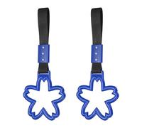PATIKIL 2 Pcs Flower Shaped Car Handle Straps, Car Hanging Accessories Bumper Warning Ring Drift Charm for Auto Bus Decor Interior Exterior Decoration, Blue (Black Strap)