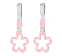 PATIKIL 2 Pcs Flower Shaped Car Handle Straps, Car Hanging Accessories Bumper Warning Ring Drift Charm for Auto Bus Decor Interior Exterior Decoration, Pink (White Strap)