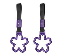 PATIKIL 2 Pcs Flower Shaped Car Handle Straps, Car Hanging Accessories Bumper Warning Ring Drift Charm for Auto Bus Decor Interior Exterior Decoration, Purple (Black Strap)