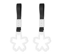 PATIKIL 2 Pcs Flower Shaped Car Handle Straps, Car Hanging Accessories Bumper Warning Ring Drift Charm for Auto Bus Decor Interior Exterior Decoration, White (Black Strap)
