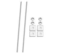 PATIKIL 2 Pcs Fully Threaded Rod, M4 x 300mm 304 Stainless Steel Right Hand Long Thread Bar Studs with Nuts Square Washers for Pipes Clamps Hangers U-Bolts