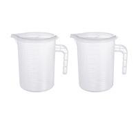 PATIKIL 2 Pcs Graduated Beaker, 1000ml PP Plastic Double-Sided Scale Liquid Measuring Cup Liquid Measure Mug Container with Handle and Lid for Lab Kitchen Home Cooking Bakery, Transparent