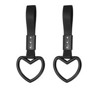 PATIKIL 2 Pcs Heart Shaped Car Handle Straps, Car Hanging Accessories Bumper Warning Ring Drift Charm for Auto Bus Decor Interior Exterior Decoration, Black (Black Strap)