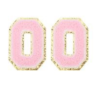 PATIKIL 2 Pcs Iron on Letter Patches, Chenille Glitters Letter Patch Pink, Alphabet O