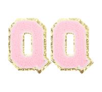 PATIKIL 2 Pcs Iron on Letter Patches, Chenille Glitters Letter Patch Pink, Alphabet Q
