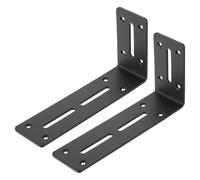 PATIKIL 2 Pcs L Brackets for Wood, 180mm x 90mm 90 Degree L Shaped Brackets Corner Braces Cold Rolled Steel Right Angle Mounts with Screws for Wood Shelves Furniture, Matte Black