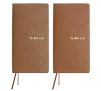 PATIKIL 2 Pcs Leather to Do List Notepads, 160 Pages 6.5 x 3.2" Leather Daily Planners to Do List Notebook for Business Personal Daily Plans Schedule Planner Office Supplies, Brown