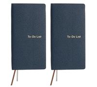 PATIKIL 2 Pcs Leather to Do List Notepads, 160 Pages 6.5 x 3.2" Leather Daily Planners to Do List Notebook for Business Personal Daily Plans Schedule Planner Office Supplies, Blue