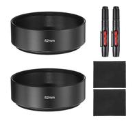 PATIKIL 2 Pcs Lens Hood Shade, 62mm Mid-focus Mount Standard Screw-in Metal Camera Cap Shade with Cleaning Cloth and Cleaning Pen, Black
