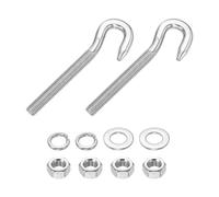 PATIKIL 2 Pcs M10 x 78mm Hook Bolt, 120mm Length Stainless Steel Lifting Shoulder Eye Bolts with Double Nuts and Flat Washer Spring Washer for Indoor Outdoor