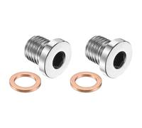 PATIKIL 2 Pcs M12 x 1.25 Metric Pipe Plug Fitting, 304 Stainless Steel Internal Hex Head Socket Pipe Cap Adapter Connector with Copper Washer for Sealing Oil Gas Water