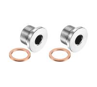PATIKIL 2 Pcs M18 x 1.5 Metric Pipe Plug Fitting, 304 Stainless Steel Internal Hex Head Socket Pipe Cap Adapter Connector with Copper Washer for Sealing Oil Gas Water