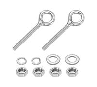 PATIKIL 2 Pcs M5 x 35mm Eye Hook Bolt, 58mm Length 304 Stainless Steel Lifting Shoulder Eye Bolts with Double Nuts and Flat Washer Spring Washer for Indoor Outdoor