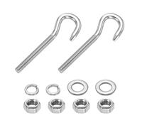PATIKIL 2 Pcs M5 x 37mm Hook Bolt, 60mm Length Stainless Steel Lifting Shoulder Eye Bolts with Double Nuts and Flat Washer Spring Washer for Indoor Outdoor