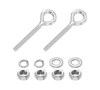 PATIKIL 2 Pcs M6 x 40mm Eye Hook Bolt, 70mm Length 304 Stainless Steel Lifting Shoulder Eye Bolts with Double Nuts and Flat Washer Spring Washer for Indoor Outdoor