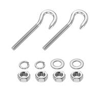 PATIKIL 2 Pcs M6 x 45mm Hook Bolt, 73mm Length Stainless Steel Lifting Shoulder Eye Bolts with Double Nuts and Flat Washer Spring Washer for Indoor Outdoor