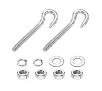 PATIKIL 2 Pcs M8 x 60mm Hook Bolt, 95mm Length Stainless Steel Lifting Shoulder Eye Bolts with Double Nuts and Flat Washer Spring Washer for Indoor Outdoor