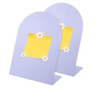 PATIKIL 2 Pcs Magnetic Bulletin Board, Memo Magnet Display Stand Board with 6 Flower Magnets for Home Office Kitchen Restaurant Cafe Supplies, Purple/White