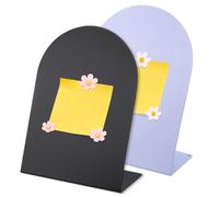 PATIKIL 2 Pcs Magnetic Bulletin Board, Memo Magnet Display Stand Board with 6 Flower Magnets for Home Office Kitchen Restaurant Cafe Supplies, Black/Purple/Pink/White