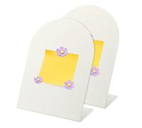 PATIKIL 2 Pcs Magnetic Bulletin Board, Memo Magnet Display Stand Board with 6 Flower Magnets for Home Office Kitchen Restaurant Cafe Supplies, White/Purple